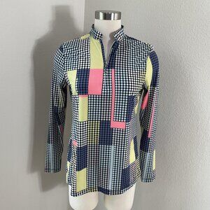 Jamie Sadock Shirt Womens Small Multicolor SunSense Quarter Zip Golf Long Sleeve